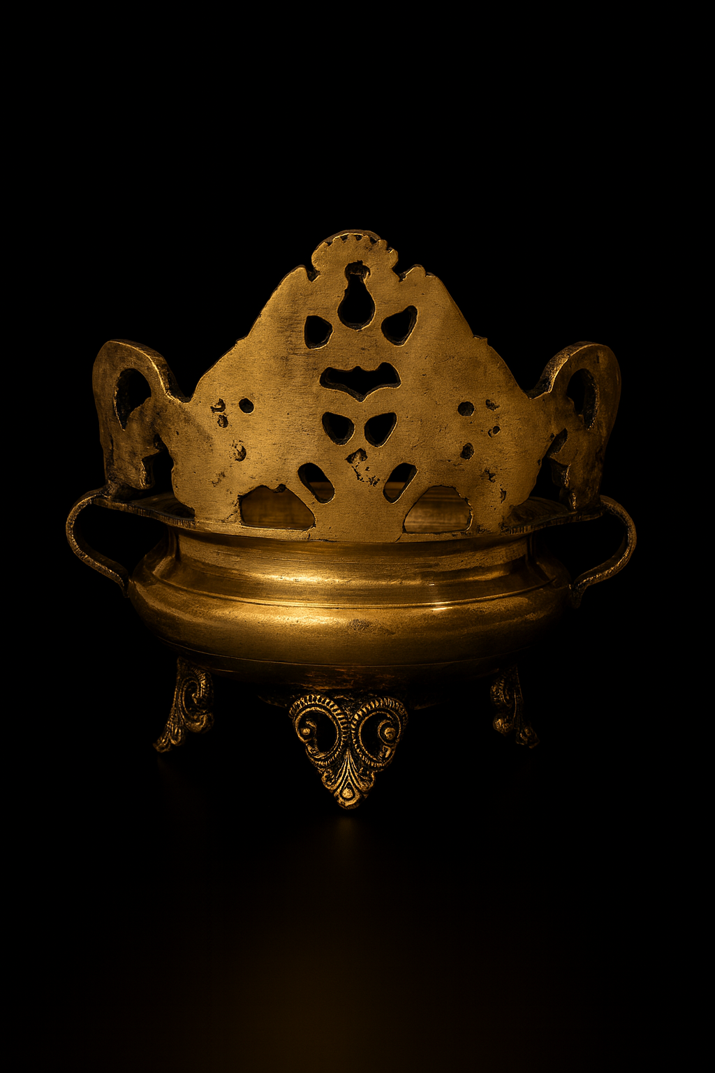 Handcrafted Brass Decorative Urli with Floral Motif