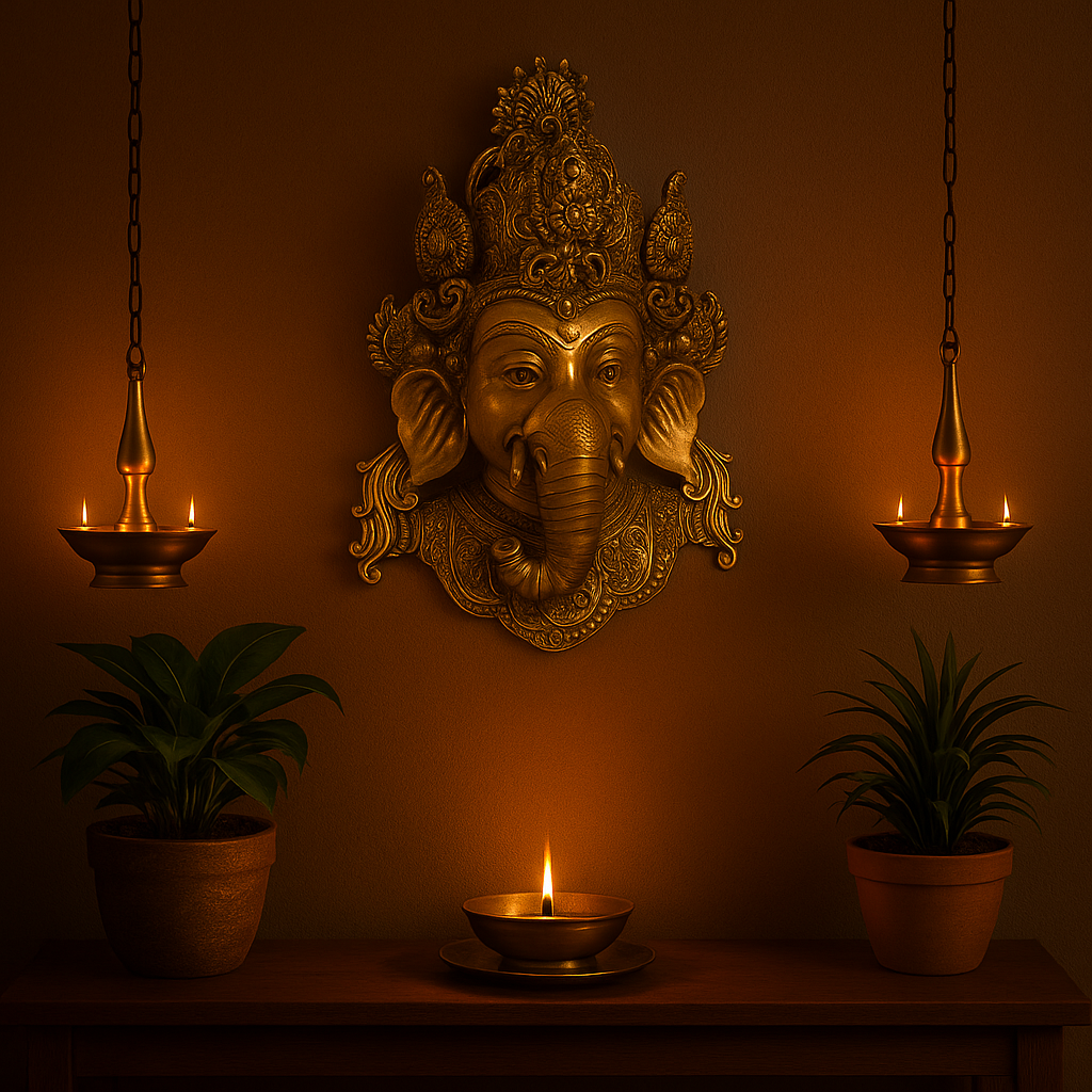 Ganesha Face Brass Wall Décor