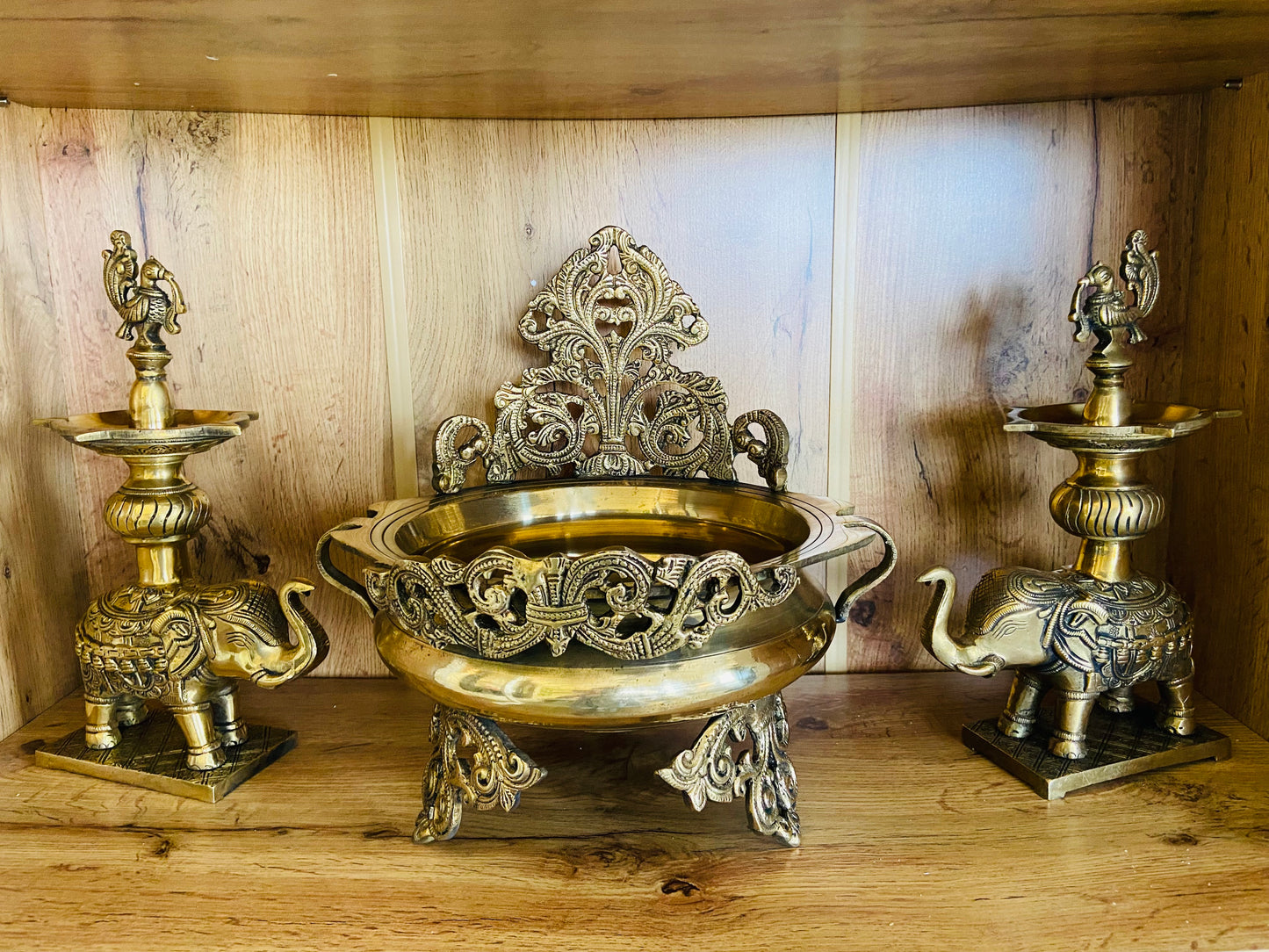 Handcrafted Brass Decorative Urli with Floral Motif
