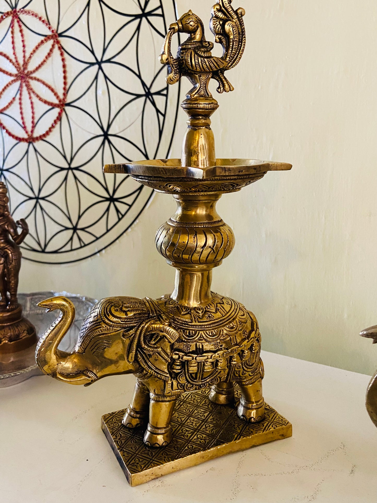 Elegant Brass Elephant Annam Diya