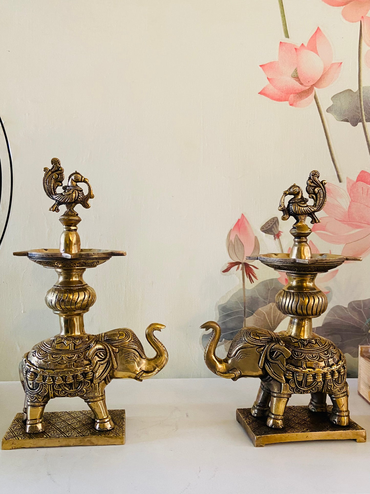 Elegant Brass Elephant Annam Diya