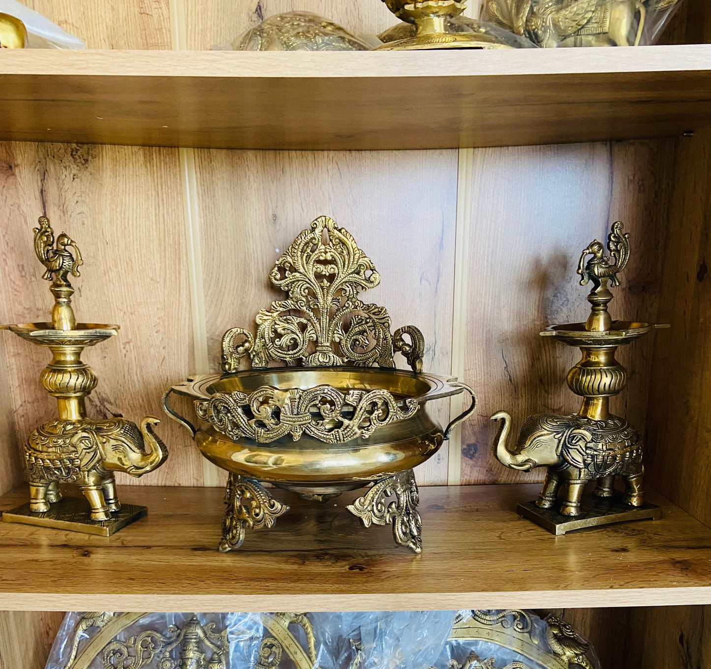 Handcrafted Brass Decorative Urli with Floral Motif