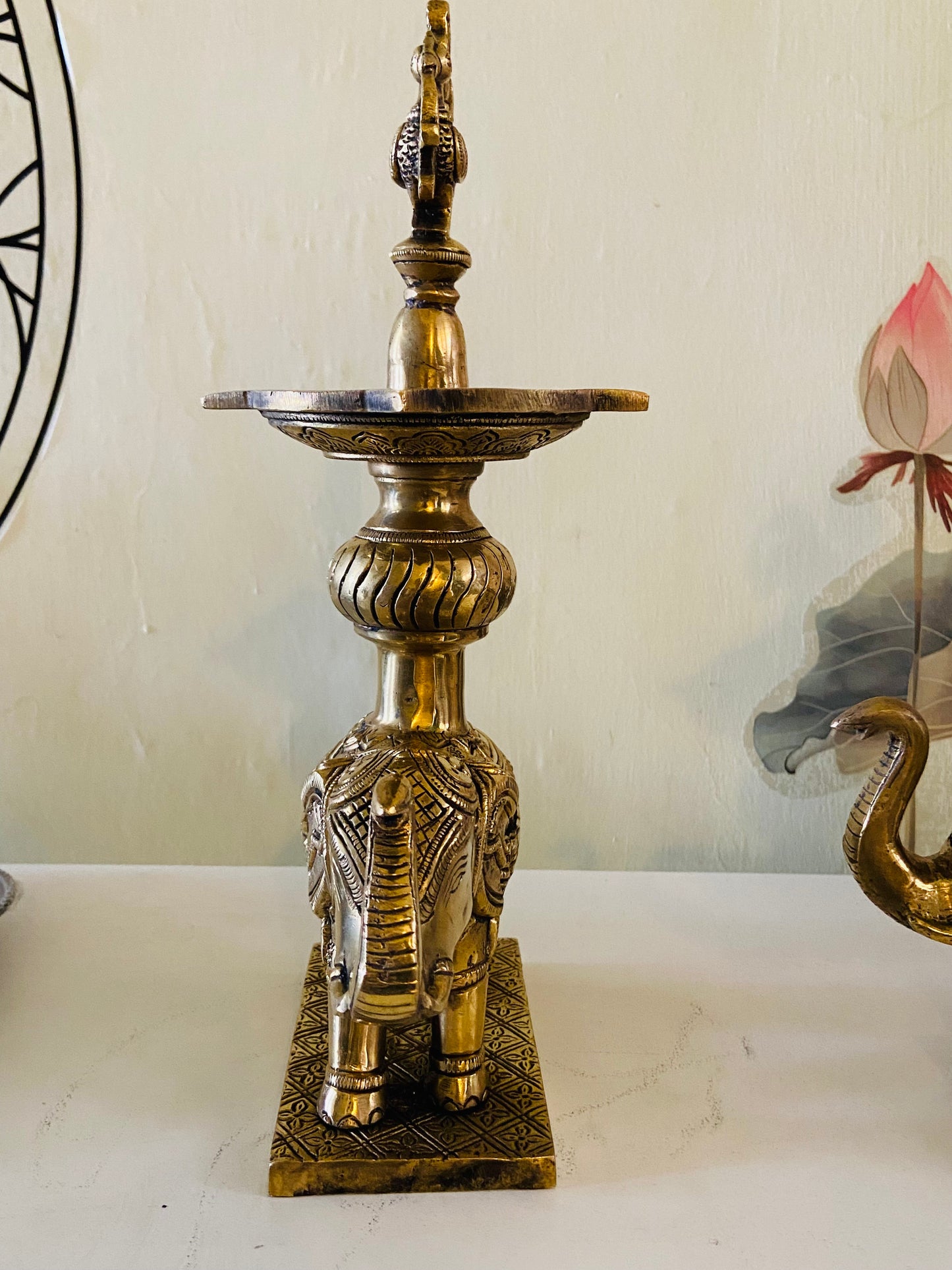 Elegant Brass Elephant Annam Diya