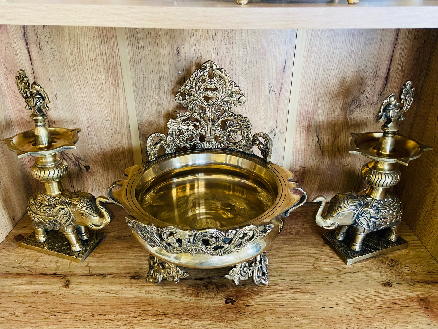Handcrafted Brass Decorative Urli with Floral Motif