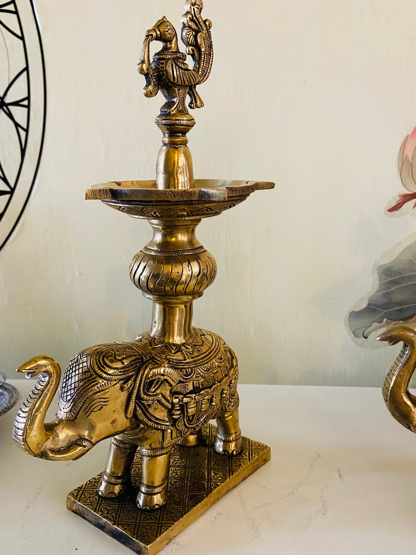 Elegant Brass Elephant Annam Diya