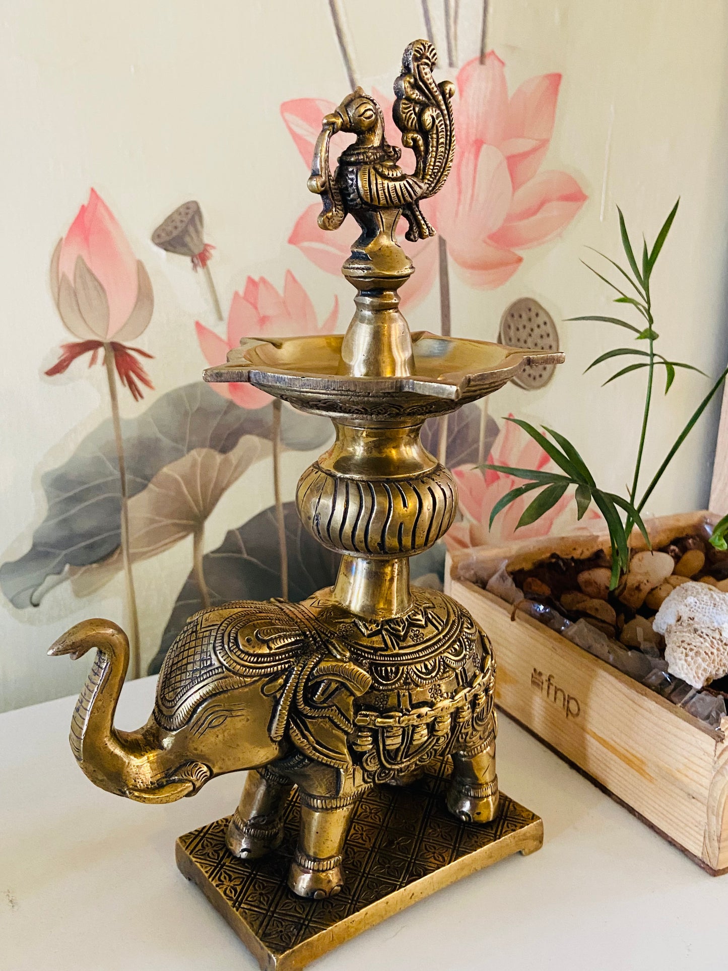 Elegant Brass Elephant Annam Diya