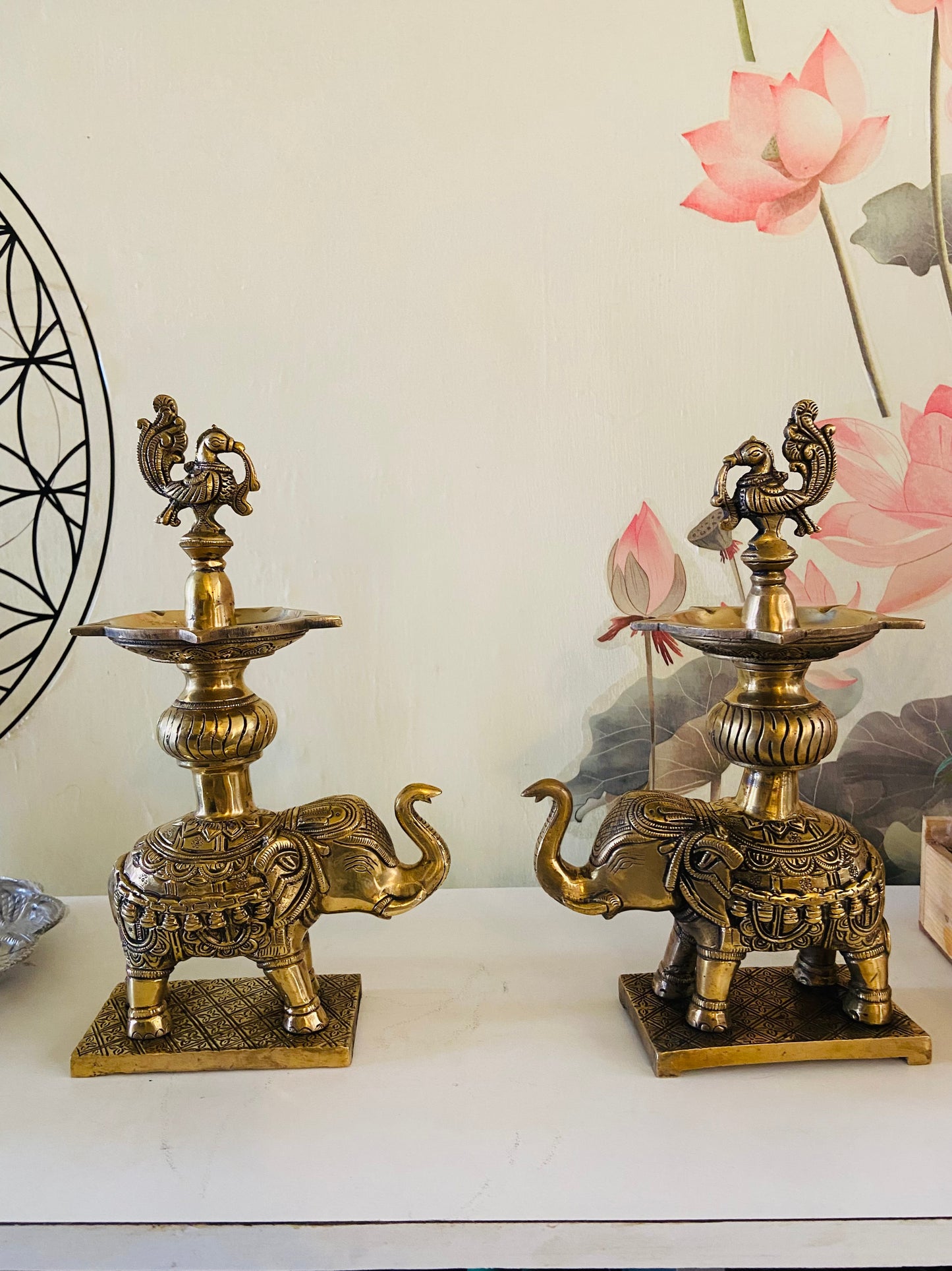 Elegant Brass Elephant Annam Diya