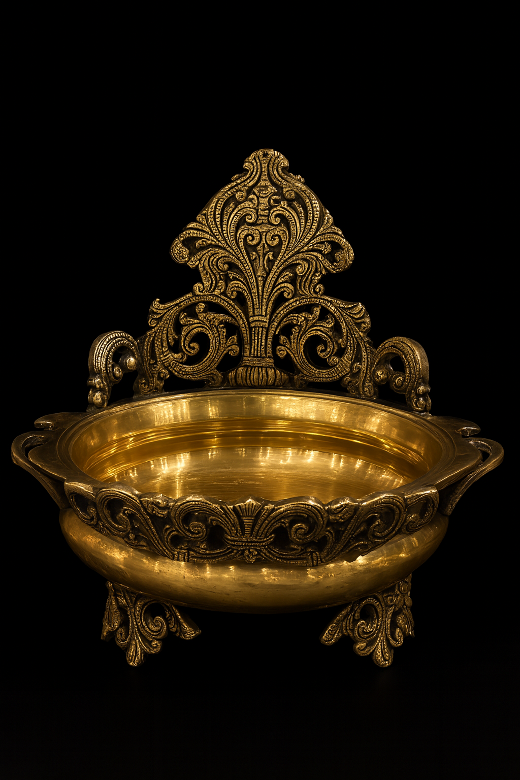 Handcrafted Brass Decorative Urli with Floral Motif