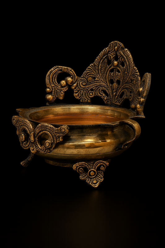 Handcrafted Brass Decorative Urli with Floral Motif