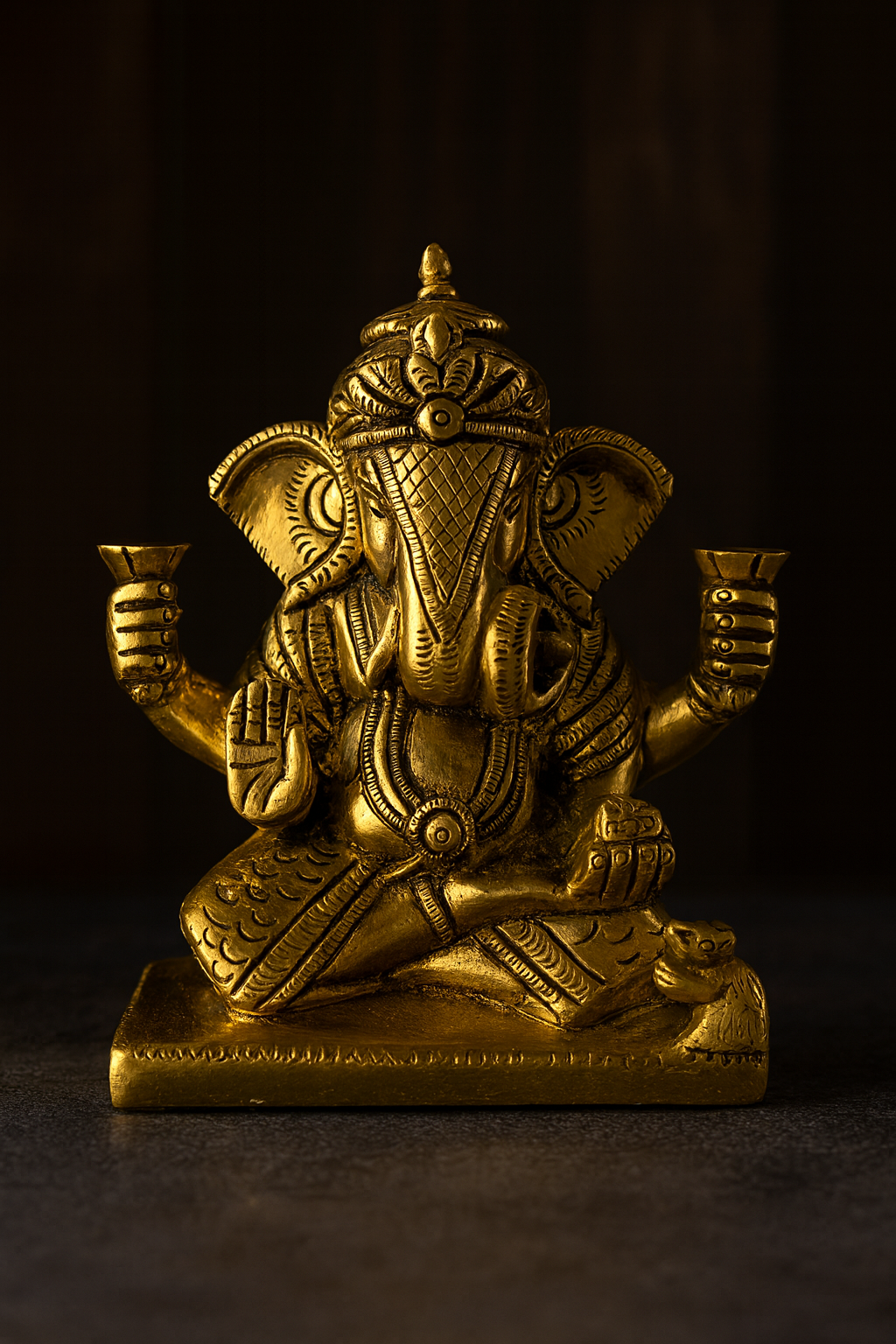 Contemporary Geometric Ganesha — Minimalist Brass Sculpture