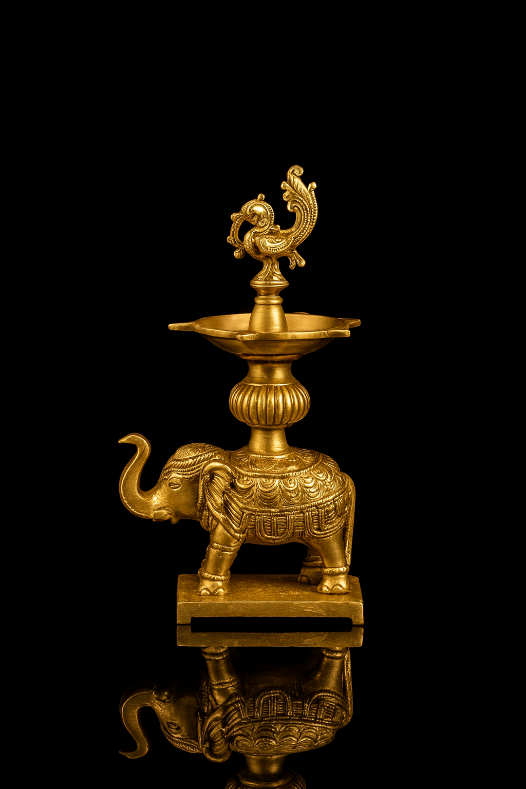 Elegant Brass Elephant Annam Diya