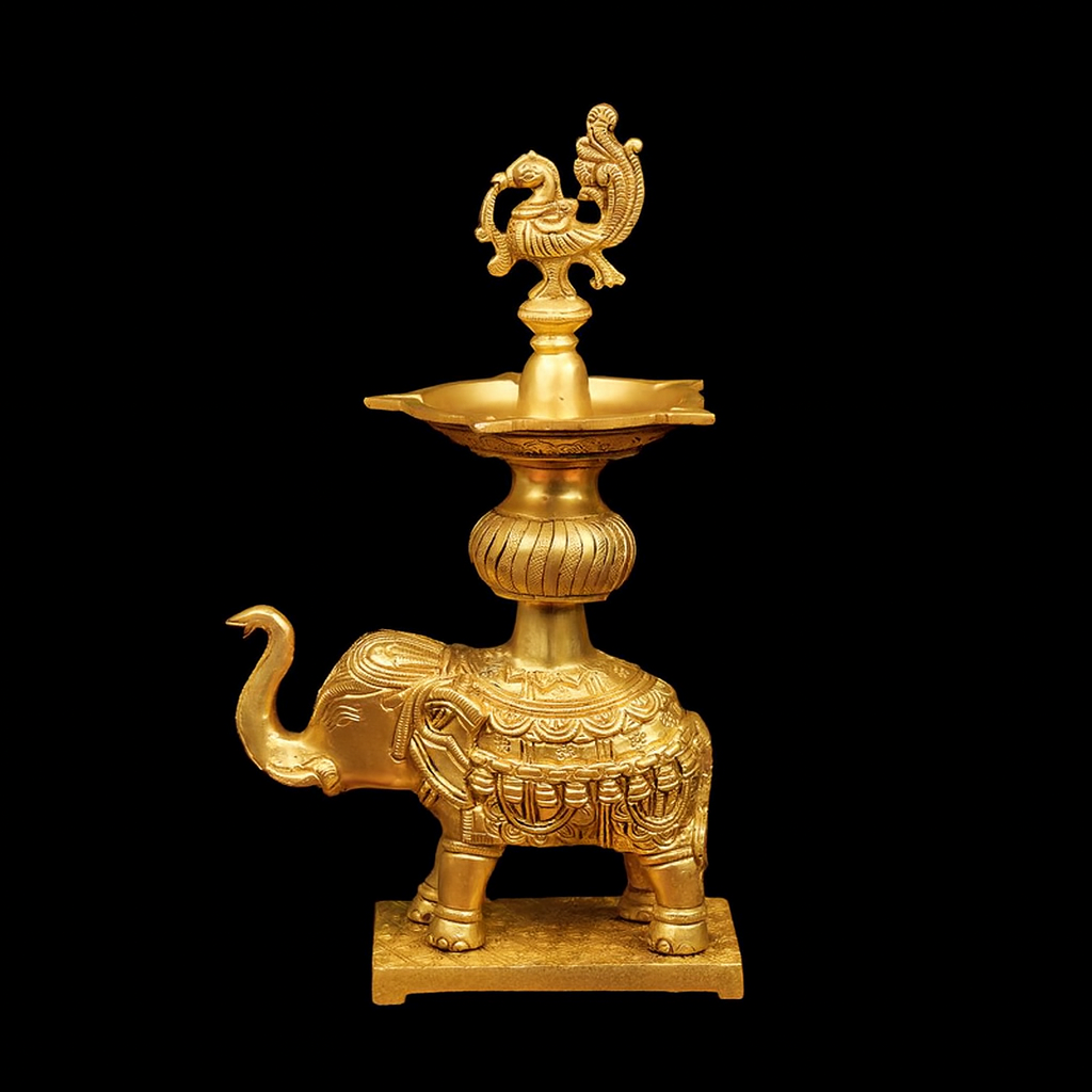 Elegant Brass Elephant Annam Diya
