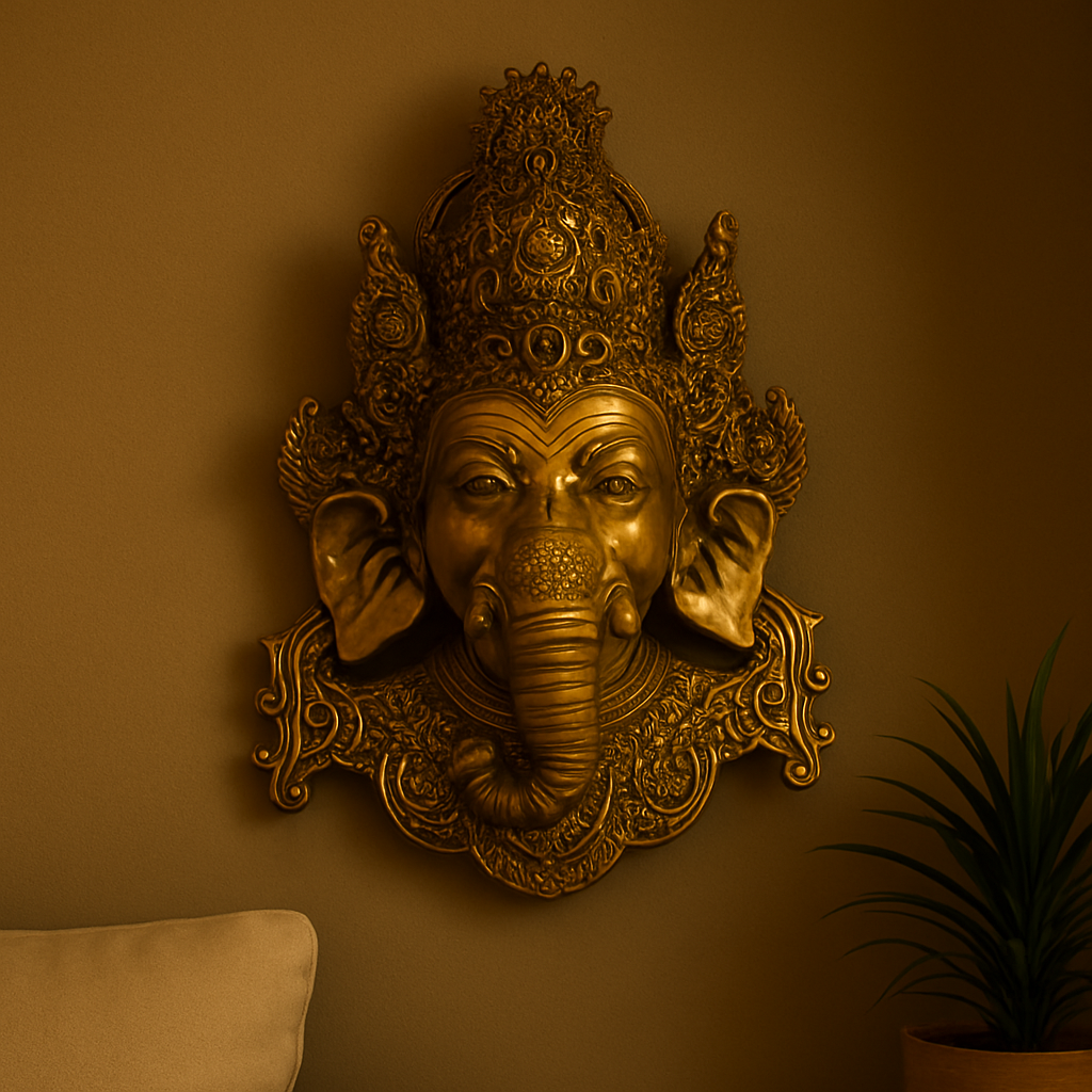 Ganesha Face Brass Wall Décor
